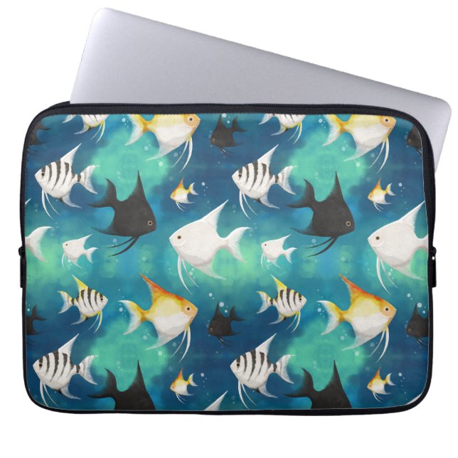 Angelfish Aquarium Pattern Laptop Sleeve (Voorkant)
