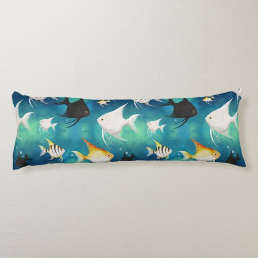 Angelfish Aquarium Pattern Lichaamskussen (Achterkant)