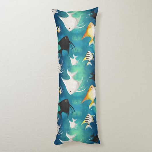 Angelfish Aquarium Pattern Lichaamskussen (Achterkant (Verticaal))
