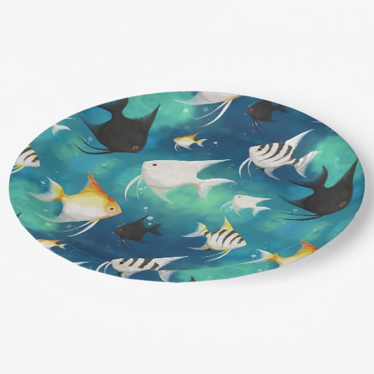 Angelfish Aquarium Pattern Papieren Bordje (Gekanteld)