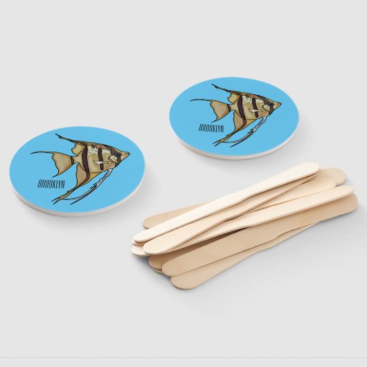 Angelfish cartoon illustratie handwaaier (Niet-gemonteerd)