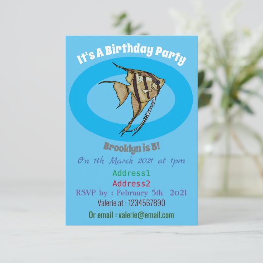 Angelfish cartoon illustratie kaart (Staand voorkant)