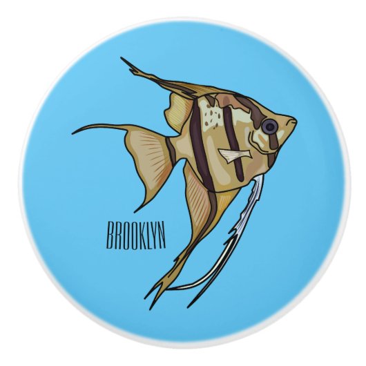 Angelfish cartoon illustratie keramische knop (Voorkant)