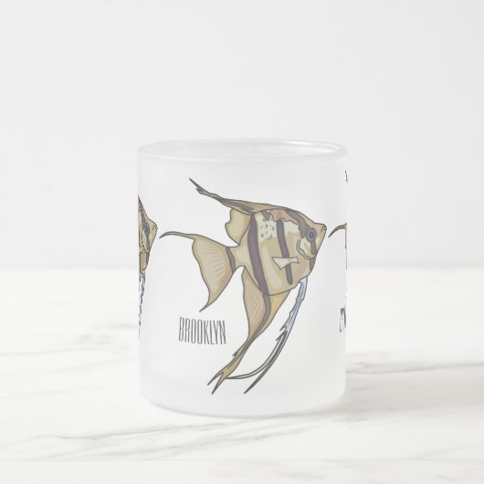 Angelfish cartoon illustratie matglas koffiemok (Center)