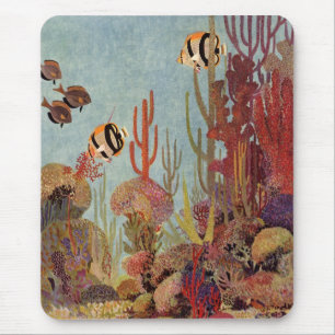 Angelfish in koraal, tropische vissen in de oceaa muismat