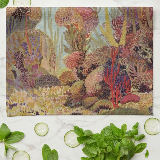 Angelfish in koraal, tropische vissen in de oceaa theedoek (Gevouwen)