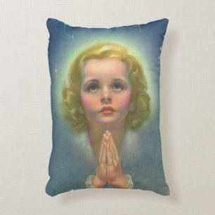 Angelic Blond Girl met Halo en Stars Praying Accent Kussen