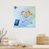 Angelic Devil Heart Graffiti Art Print (Keuken)