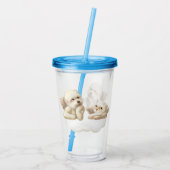 Angelic Hond en Kat op Cloud Acryl Drinkbeker (Achterkant)