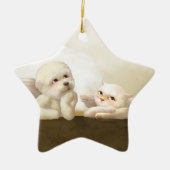 Angelic Hond en Kat op Cloud Keramisch Ornament (Voorkant)