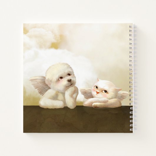 Angelic Hond en Kat op Cloud Notitieboek (Achterkant)