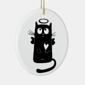 Angelic Kat Black Keramisch Ornament (Rechts)