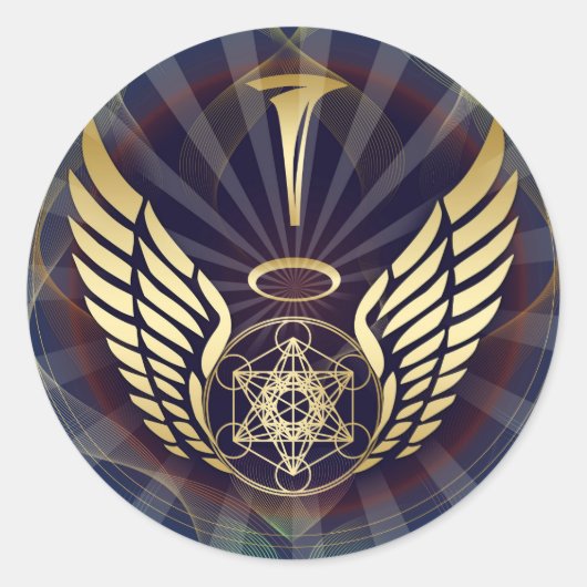 Angelic- Merkaba-Metatron cube Ronde Sticker (Voorkant)