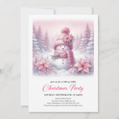 Angelic Pink Snowman Digital Christmas Invitation (Devant)