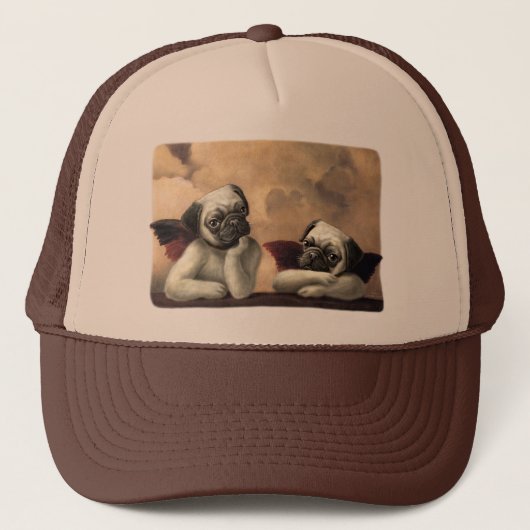 Angelic Pug Cherub Gift Items Trucker Pet (Voorkant)
