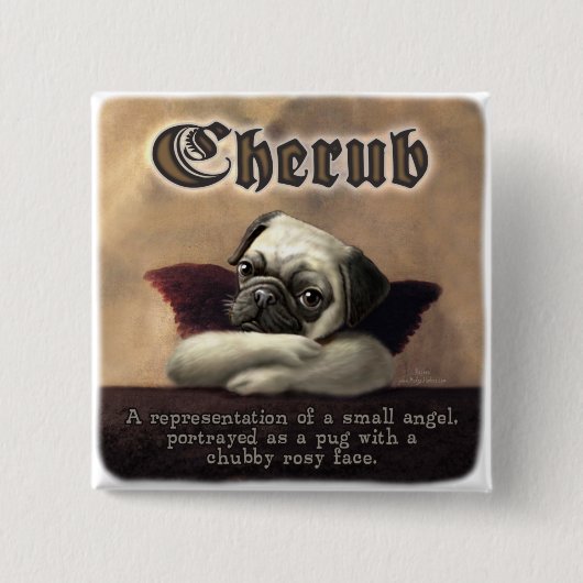 Angelic Pug Cherub Gift Items Vierkante Button 5,1 Cm (Voorkant)
