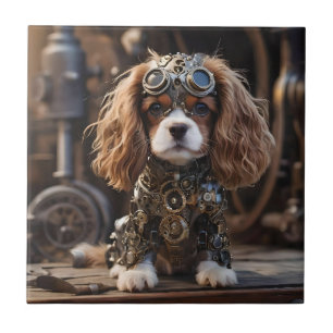 Angelic Puppy Cavalier Spaniel Steampunked, Tegeltje