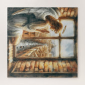 Angelic Serenity: Bewaker van oude binnenstad stra Legpuzzel (Horizontaal)