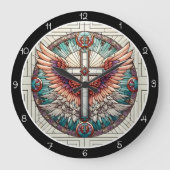 Angelic Winged Cross Grote Klok (Voorkant)