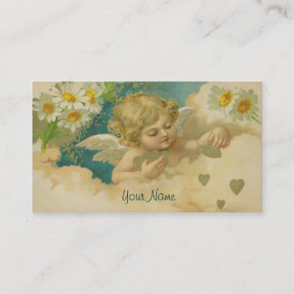 Angelica Elegant Visitekaartje met Daisies Hearts