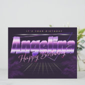Angelina Nom Prénom carte rétro lilas Anniversaire (Debout devant)