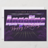 Angelina Nom Prénom carte rétro lilas Anniversaire (Devant)