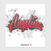 Angelina red Heart Graffiti Aufkleber Sticker (Vel)