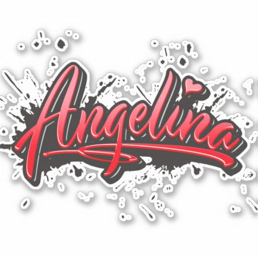 Angelina red Heart Graffiti Aufkleber Sticker (Voorkant)