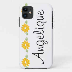 Angelique Name Yellow Flowers iPhone 11 Hoesje