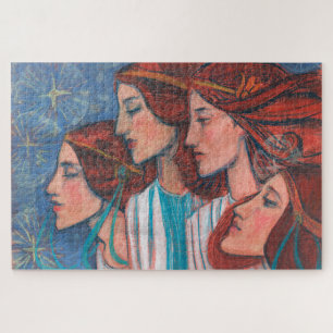 Angels Art Nouveau Ginger Auburn Red Hair Women Legpuzzel