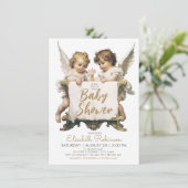 Angels Baby shower gepersonaliseerd Kaart (Staand voorkant)