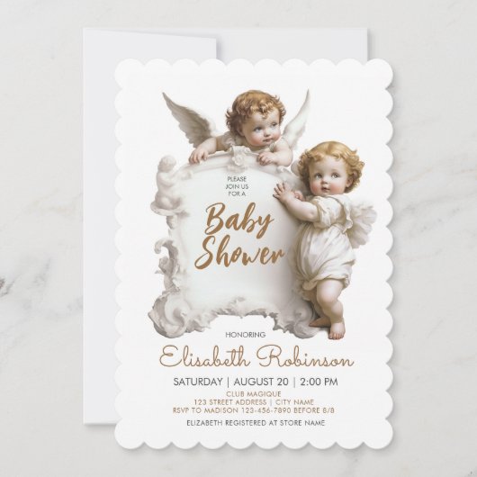Angels Baby shower gepersonaliseerd Kaart (Voorkant)