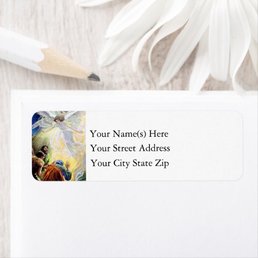 Angels bezoekt kerstfeestjes etiket (Insitu)