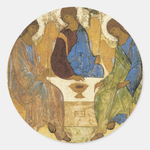 Angels bij Mamre Trinity Ronde Sticker