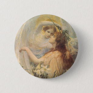 Angel's boodschap van George Swinstead,  kunst Ronde Button 5,7 Cm