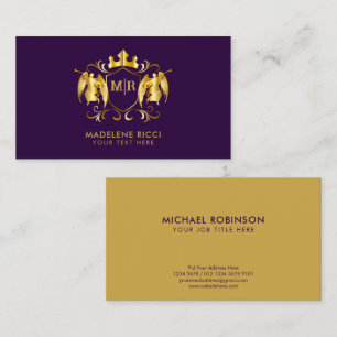 Angels Crest Luxueus Initiaal op Paars Visitekaartje