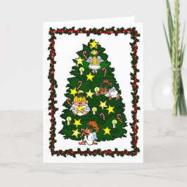 Angels die kerstboomvakantiekaartje decorreert feestdagen kaart