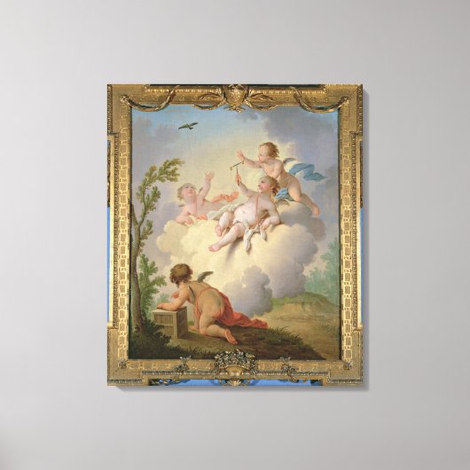 Angels die spelen met een vogel in een landschap canvas afdruk (Voorkant)