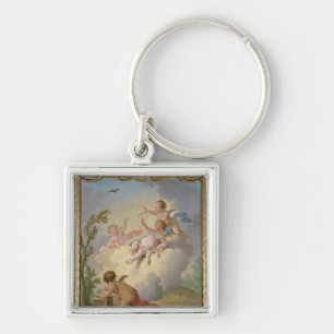 Angels die spelen met een vogel in een landschap sleutelhanger