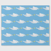 Angels die vliegen met gouden trompetten Christeli Cadeaupapier (Vlak)