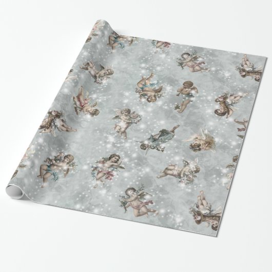 Angels Glittering Silver Sage ID136 Cadeaupapier (Uitgerold)
