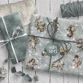 Angels Glittering Silver Sage ID136 Cadeaupapier