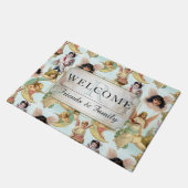 Angels in Clouds Collage Welkom Monogram Deurmat (Schuin)