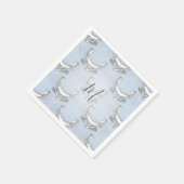  Angels in Sky Blue Floral Initiaal Monogram Servet (Hoek)