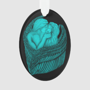 Angels Kissing, noir et vert Design