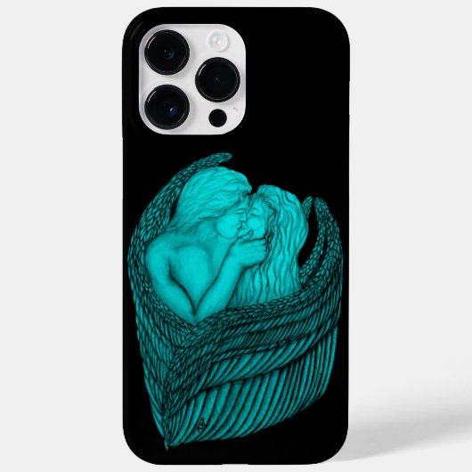 Angels Kissing, zwart en groen design Case-Mate iPhone Case (Achterkant)