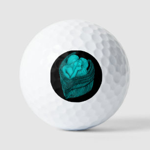 Angels Kissing, zwart en groen design Golfballen