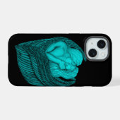 Angels Kissing, zwart en groen design iPhone 15 Hoesje (Achterkant horizontaal)