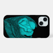 Angels Kissing, zwart en groen design iPhone 15 Hoesje (Achterkant horizontaal)