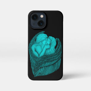 Angels Kissing, zwart en groen design iPhone 13 Mini Hoesje